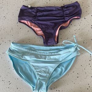 Bundle (2) Athleta Blue & Victoria’s Secret Purple Swim Bottoms Bikini Size S